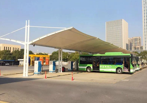 钢膜结构充电桩停车棚雨棚 钢膜结构充电桩停车棚雨棚