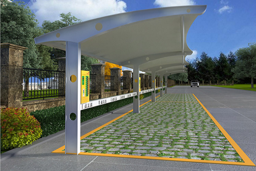 膜结构电动车充电桩雨棚 膜结构电动车充电桩雨棚